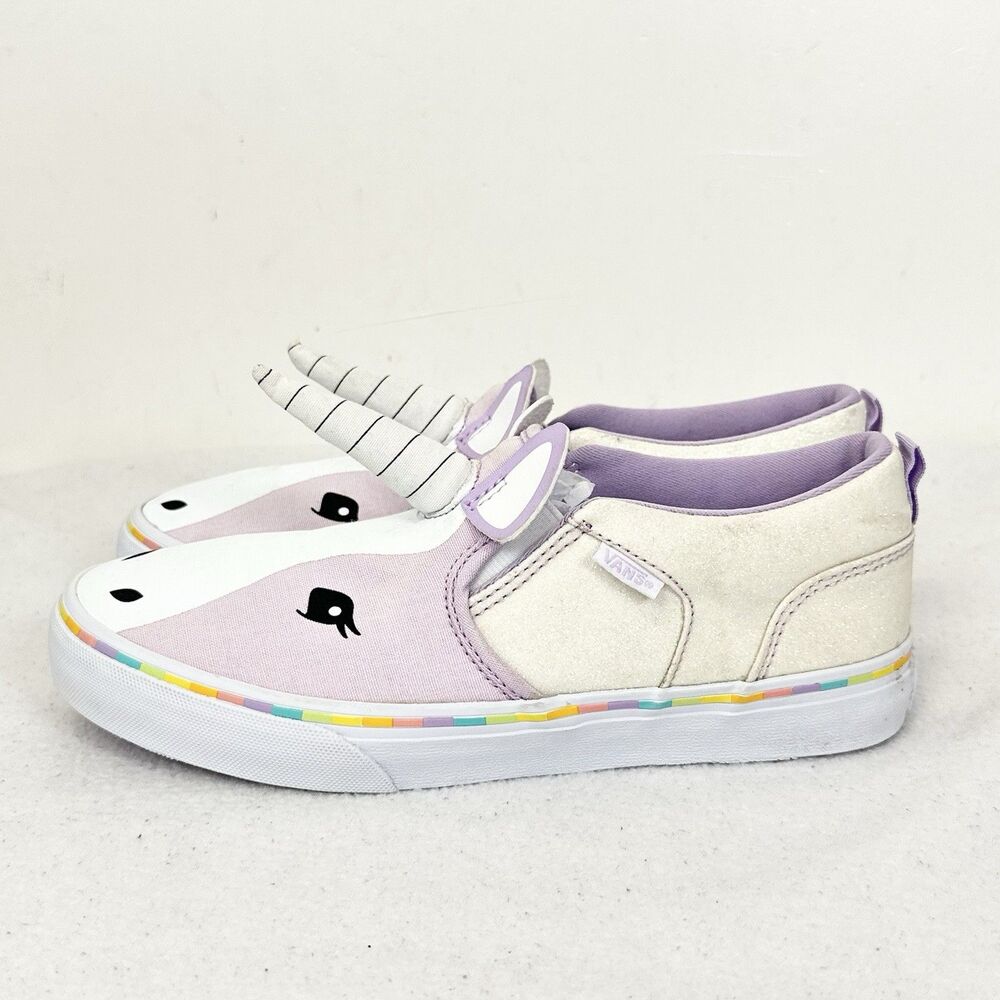 Vans Asher Unicorn Slip On Sneakers Glitter Rainbow Pink Girls US 5.5  Whimsical